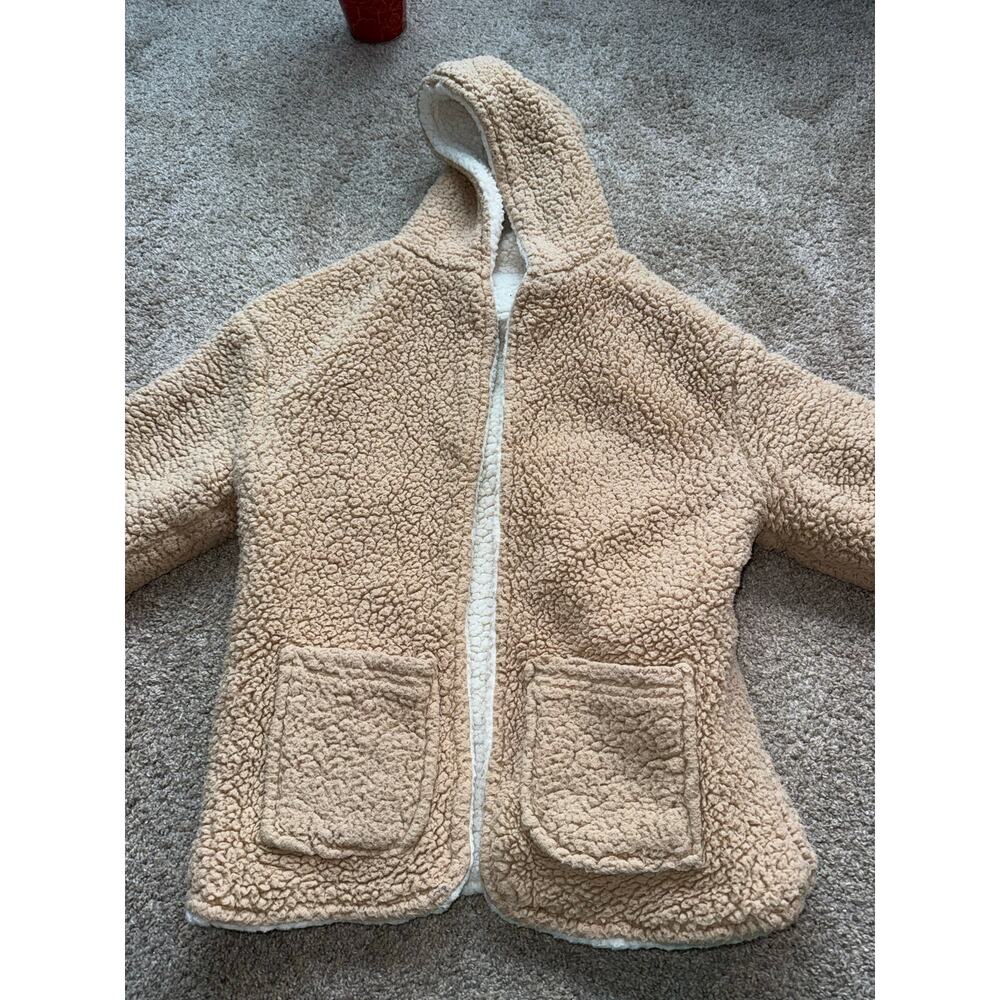 Sherpa Hooded Jacket - Reversible White and Tan